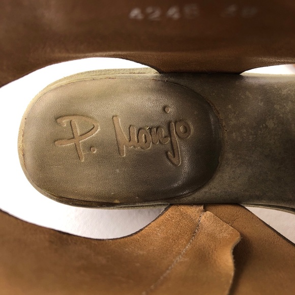 P. Monjo Olive Leather Cutout Zip Ankle Sandals EUR 38 - Picture 9 of 12